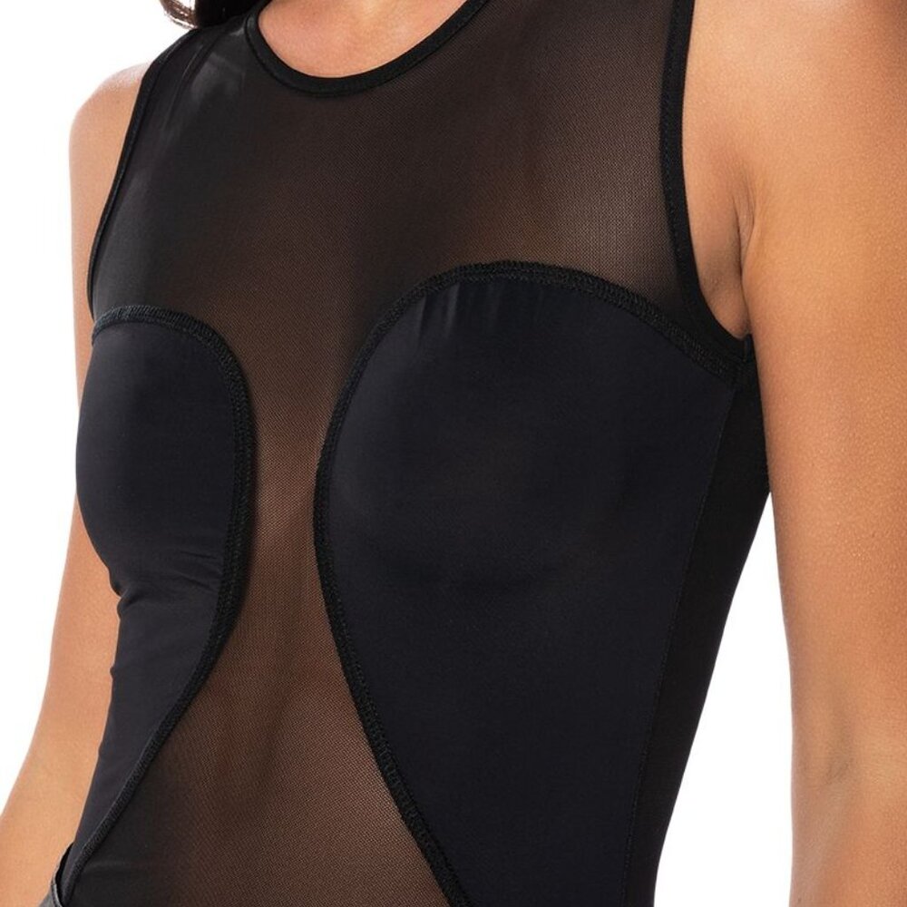 Xena See Me: Mesh Panel Cut Out Plus Size Bodysuit 1X - Picture 3 of 7